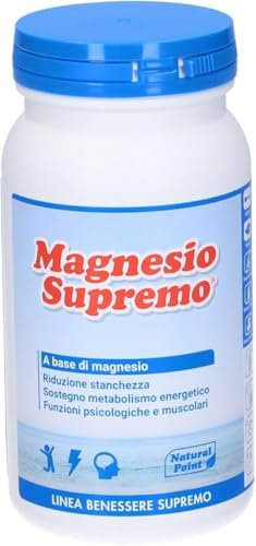 Natural point magnesio supremo 150 grammi - riduce stress e stanchezza dovute dall'affaticameno, senza lattosio, adatto ai vegani, utile per lo sport e per la regolarità intestinale