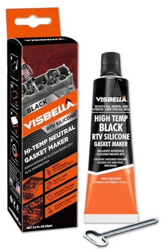 Visbella High Temperature Gasket Maker Guarnizione RTV Neutra, Olio e Acqua, Flessibile, Guarnizione in Silicone, per Riparazione Motore 99g (Nero)