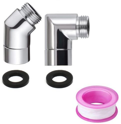 Zasvec Handbrause Adapter 90 Grad 2 Stück Duschkopf Adapter Winkelstück für Handbrause Duschkopf Winkel Duschschlauch Adapter 1/2 Zoll Gelenkstück Duschkopf für Handbrause Sprinkleranlage