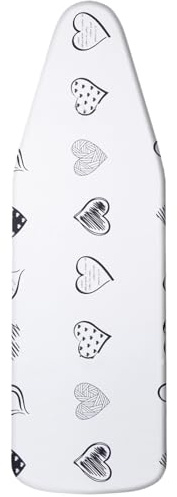 Yizunnu Ironing Board Cover 140x50cm,Ironing Board Thick Padding,Drawstring Tightening,Adjustable Fastener,Easy Fit and Scorch Resistant Printed(Heart)