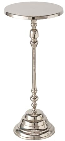 MF Alvaro Beistelltisch, Rund, Aluminium Silber Glänzend, 58,5 cm Höhe, 26 cm Durchmesser