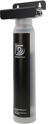 AquaUno Untertisch-Wasserfilter. Aktivkohlefilter für Küchenarmatur inkl. 3/8 Panzerschläuche. Wasserfilter für Wohnmobil oder Food track - Kapazität: 30.000 Liter.