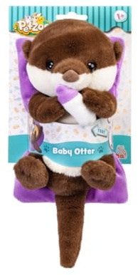 Simba PetZoo Baby Otter – interaktives Kuscheltier mit Nuckel-Funktion & Flasche, Try-me-Funktion, 28 cm, Plüschtier für Kinder ab 1 Jahr