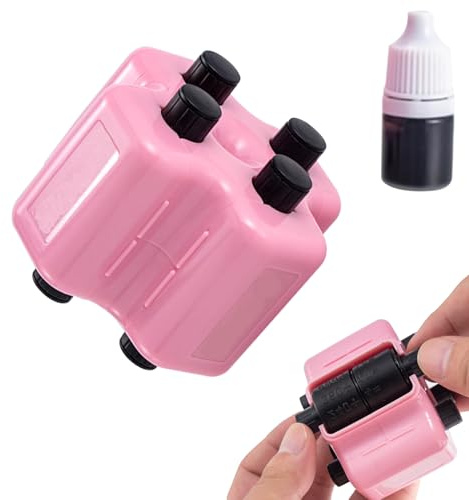 4 In 1 Math Roller Stamp Set, Addition Subtraction Multiplication Division Practice Tool,Roller Digitaler Lehrstempel mit Nachfülltinte,Wiederverwendbar Mathe Rollstempel für Zuhause (Rosa,1 STK)