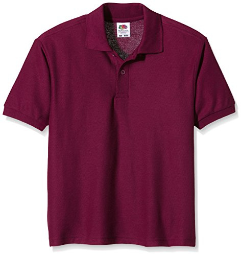 Fruit of the Loom Unisex Kids 65/35 Short Sleeve Polo Shirt, Burgundy, 3-4 Years (Manufacturer Size:22)