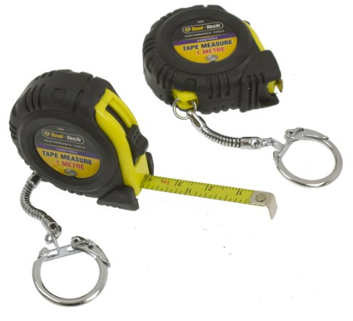 Toolzone 2pc 1m Rubber Coated Tape Measure Keyring