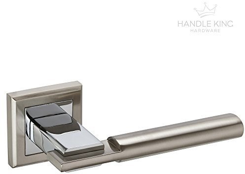Square Duo Finish Chrome Door Handles on Rose H750062D - from Handle King
