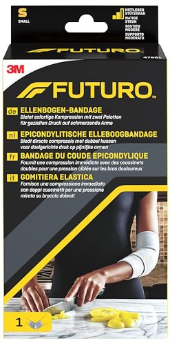 FUTURO Ellenbogen-Bandage, Größe S (22,9 - 25,4 cm) – Anatomisch mit Kompressionsriemen, Atmungsaktiv, bei Ellenbogengelenkschmerzen, Tennisarm, für den Sport und im Alltag