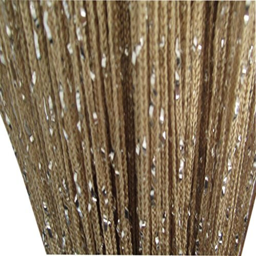 Tangpan 100 cmx200 cm decorativo cuerda gruesa cinta flecos cortina de puerta ventana de separador de pantalla panel color blanco, poliéster, beige, 100 x 200 cm