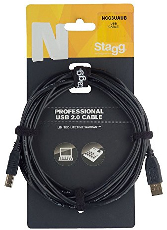 Stagg 21504 3 m A-Male to B-Male Gold Plated USB 2.0 Cable - Black