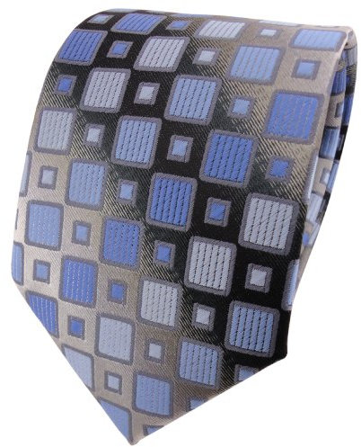 TigerTie Krawatte in blau hellblau silbergrau kariert - Binder Tie