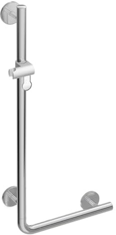 HEWI Winkelgriff mit Brausehalter WARM TOUCH, links/rechts montierbar, 1100x600, chromoptisch/weiß - 950.33.21051