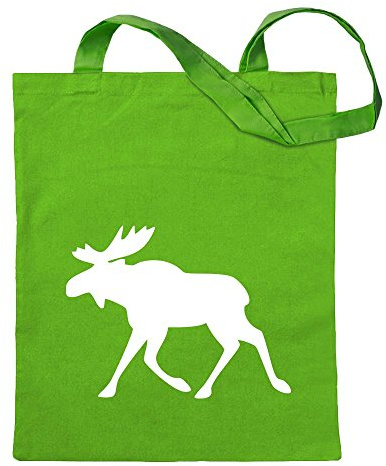 Kiwistar - Baumwolltasche - hellgrün - Elch/Schweden - Tragetasche Stoffbeutel Umhängetasche Langer Henkel