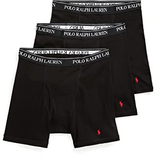 Polo Ralph Lauren Underwear Men's Classic Fit Cotton Boxer Briefs 3 Pack, Polo Black, L