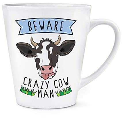 Beware Loco Vaca Hombre 12oz Latte Taza