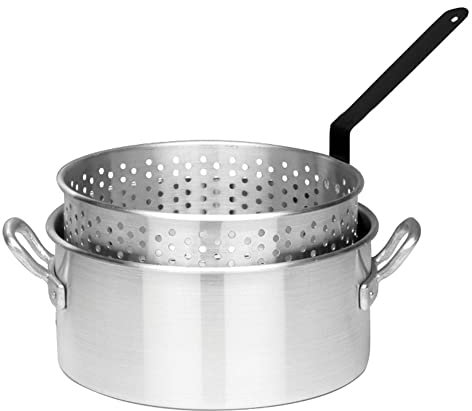 Bayou Classic Pentola in alluminio 4010 da 10 qt con manici rivettati resistenti cestello in alluminio perforato perfetto per friggere gamberetti, pollo, hushpuppies e patatine fritte