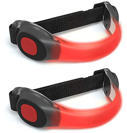 EAZY CASE 2 x LED Armband - Klettarmband mit 2 verschiedenen Modi I Leuchtarmband zur besseren Sichtbarkeit beim Joggen, Radfahren, Reflektor ideal für Kinder und Aktivitäten in der Dunkelheit, Rot