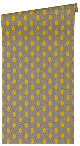 Architects Paper Absolutely Chic Non-Woven Wallpaper Geometric Graphic 10.05 m x 0.53 m Yellow Grey Beige Made in Germany 369732 36973-2