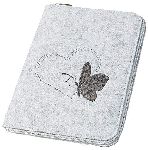 luxdag Mom's Organizer A5 mit Reißverschluss aus Filz (Farbe & Stickerei wählbar) - Hülle für Mutterpass, U-Heft, Ultraschallbilder & Impfpass - Geschenk für werdende Mütter…