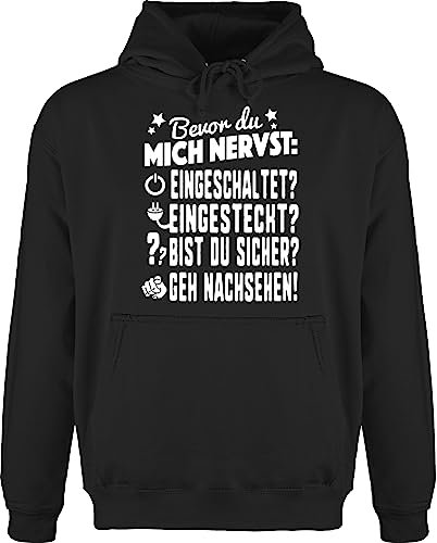 Hoodie Herren Pullover Männer - Nerd Geschenke - Bevor du Mich nervst: GEH nachsehen! weiß - XL - Schwarz - Gamer Kapuzenpullover sprüche zocker Gaming Pulli zocken Hoodies Geek hoddis Nerds