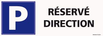 Panneau Parking Réservé Direction - Dimensions 350x125 mm - Aluminium 2 mm - Protection Anti-UV