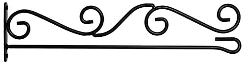 ANLEY Garden Flags Wall Scroll Hanger - Wrought Iron Horizontal Garden Flag Pole Holder - Weather Resistant & Easy Mounting - Curve Design & Black Matte Coating - H4 x W15