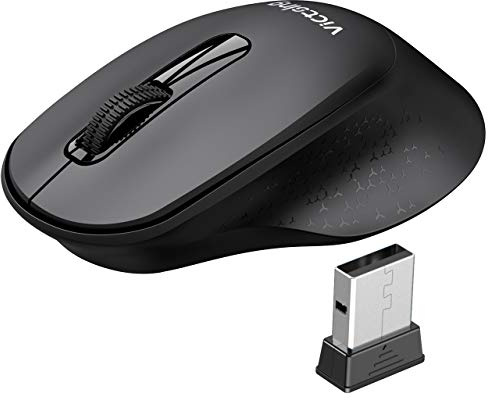 Kosiy VicTsing Wireless Mouse Mini Ergonomic, 2.4G Silent Mouse with USB Receiver, Portable Computer Mice with Independent Power Switch for PC, Tablet, Laptop, 18 Month Battery Life, Black