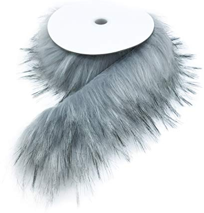 Furryvalley Kunstfell Bordüre Kunstpelz des Fuchs Marderhunds Handarbeit Material fusseliger Schmuck für Hausschuhe Pantoffel Kragen Kuscheltier Dekoration 2 Yards (hellgrau)