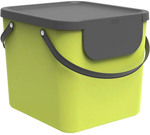 Rotho Albula Mülltrennungssystem 40l für die Küche, Kunststoff (PP) BPA-frei, hellgrün/anthrazit, 40l