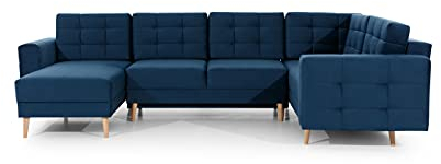All4All Ecksofa Angela U - Schalffunktion - Bettkasten - Wohnlandschaft - Komfort - U-Form - Couch - Eckcouch - Schlafsofa - platzsparend - 326x202x93cm - 23 - Monolith 77