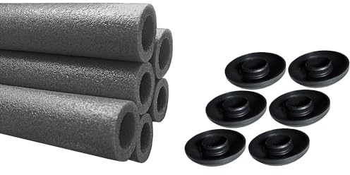 Clever Leon Schaumstoff Rohre Trampolin Stangenschutz Polster Für Trampolinstangen 6 Stück Mit Kappen Schaumstoffhülsen Für Trampolinstangen 180 cm grau