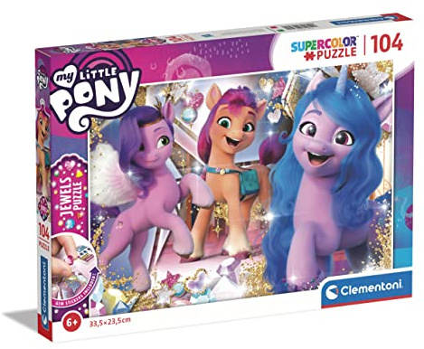 Clementoni - 20345 - Supercolor Puzzle Jewels My Little Pony - Puzzle Mit 104 Teile - Puzzle Für Kinder Ab 6 Jahren, Made In Italy