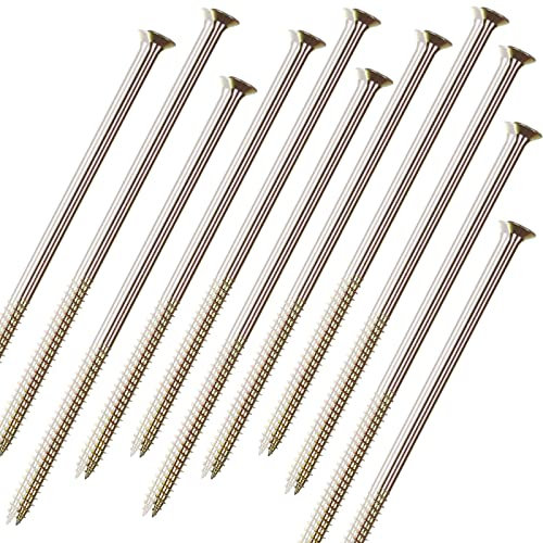Lot de 100 vis à bois extra longues M6 à 200 mm, vis Pozi multi-usage en zinc jaune passivé, vis à bois à tête plate auto-fraisante