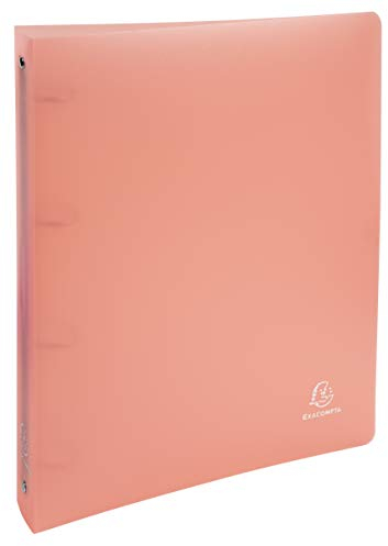 Exacompta 51977E 5er Pack Premium Kunststoff-Ringbuch Chromaline aus transluzentem Polypropylen 4 Ringe Füllhöhe 30mm DIN A4 Maxi Plastikordner ideal für Büro und Schule, Pastell-Farbe Koralle