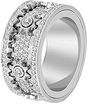 AMZCOM Spinner Ringe für Damen & Frauen, Angst Ring Edelstahl, Zappel Ringe Ring Stressabbau Silber, Angstabbau für Erwachsene, Schmuck Geschenk mit Geschenkbox