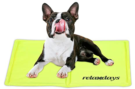 Relaxdays Kühlmatte Hund, 40 x 50 cm, selbstkühlende Hundematte, Gel, abwischbar, Kühlunterlage für Haustiere, grün