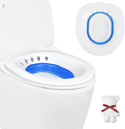 DEANIC Sitzbad für Toilette Faltbares Sitzbadewanne für Hämorrhoiden, Sitzbadewanne Erwachsene für Postpartale Betreuung und ältere Menschen, Aufhängbar Sitz Bath (Blau)