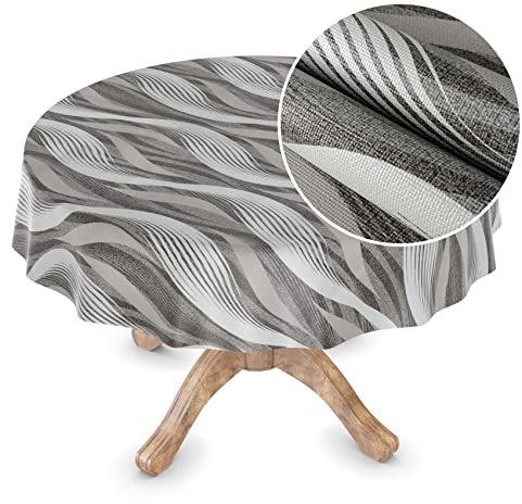 Wachstuchtischdecke Wachstuch Tischdecke abwaschbar Wachstischdecke Rechteck, rund, oval Premium Prägung Gartentischdecke Elegance Rund 100cm Schnittkante Irina