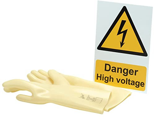 Draper 99715 Electrical Insulating Gloves and 'Danger High Voltage' Hazard Sign