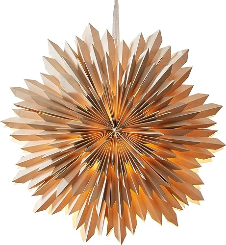 EGLO Weihnachtsstern für innen, Dekostern aus Papier zum Aufhängen, Fensterdeko in Beige, 3D Adventsstern, Wand Deko Wohnzimmer, Ø 50 cm