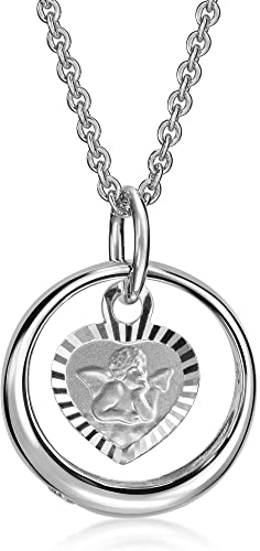 Xaana Taufkette Taufring mit Zirkonia und Schutzengel-Einhänger inkl. Kette 36/38 cm 925er Sterlingsilber rhodiniert AMZ0580