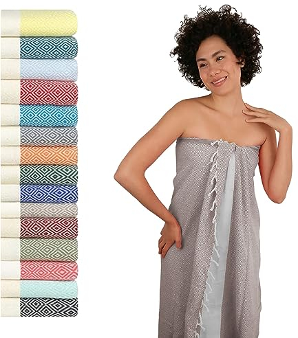 Flora Furora Saunahandtuch Saunatuch Damen + Herren, Hamamtuch groß 100x200 XXL: lang, platzsparend, leicht | Sauna Handtuch, Wellness Spa Tuch (Braun, 100 x 200 cm)