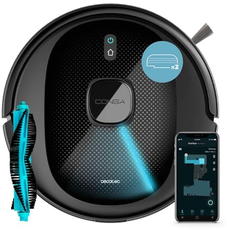 Cecotec Robot Aspirapolvere con Navigazione Laser e App Conga 8290 Immortal Ultra Power X-Treme. 4 in 1, 7000 Pa, Autonomia 280 minuti, 2 mozzi per lavare, spazzola laterale, 3 livelli di potenza e di