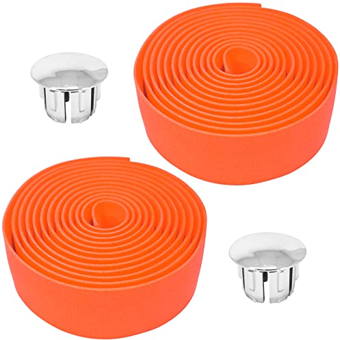 cyclingcolors 2x Cinta de Manillar para Bicicleta Espuma EVA Carretera Montaña Ciclismo Adhesiva Tapones, naranja