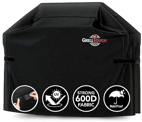 GrillTough Heavy Duty BBQ Grill Cover for Outdoor Grill – Waterproof, Weather Resistant, UV & Fade Resistant with Adjustable Straps – Gas Grill Cover for Weber, Charbroil (132L x 66W x 109H cm)