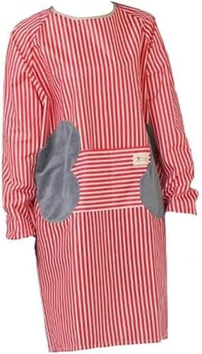 Apron,Long Sleeve Apron Home Kitchen Hand Wipe Waterproof Baking Apron Men Women Baking Accessories (Color : Red, Size Color : Red, Size