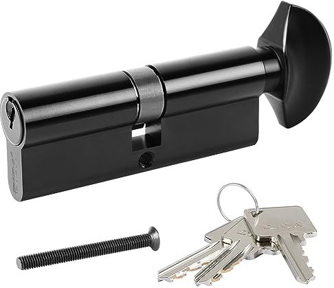 DIDA® 90mm(45T/45) Thumb Turn Euro Cylinder Lock,UPVC Barrel Lock with 3 Keys Anti-Pick,Anti-Bump,Anti-Drill,High Security,Matte Black Finish,Suitable for All Door Types,BS EN 1303:2005