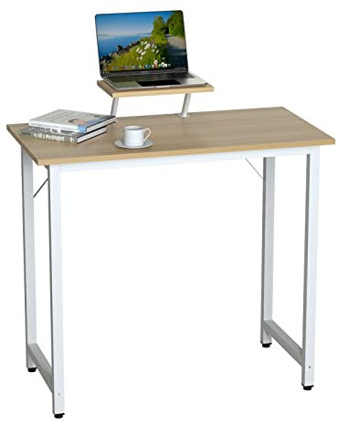 PIPIPOXER Escritorio para Ordenador portátil, Mesa de Oficina con Soporte para Monitor, Mesa Estable para PC, Mesa de Trabajo de Madera para Trabajo (Madera, 80x40x75cm)