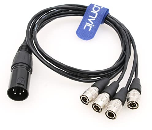 Eonvic Power Cable 4 Pin XLR Male to 4 x Hirose 4 Pin Male for Zaxcom Sound Devices 688 664 Zoom F8