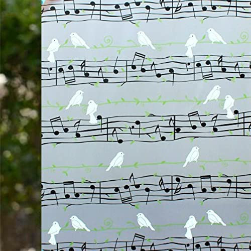 Fensterfolie Musik Grüner Vogel Sichtschutzfolie Fenster Klebstofffrei Fensterfolie Blickdicht Milchglasfolie Selbstklebend Fenster Fensterfolie Selbsthaftend Folie Fenster Sichtschutz 45x200cm